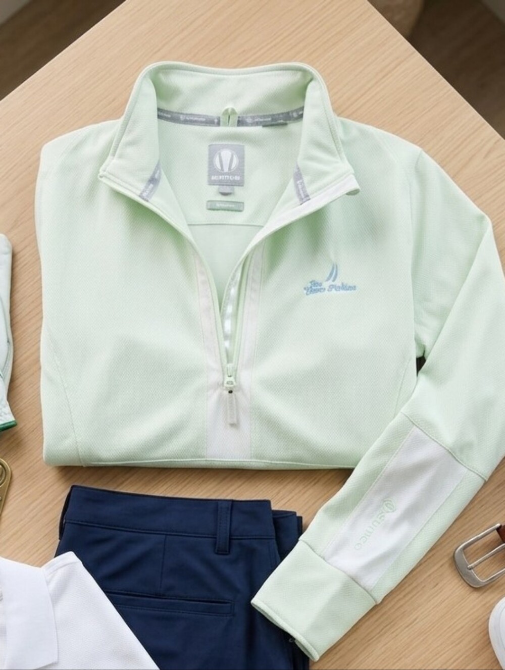 Sunice Coeur d'Alene Mint Green Half-Zip Performance Pullover